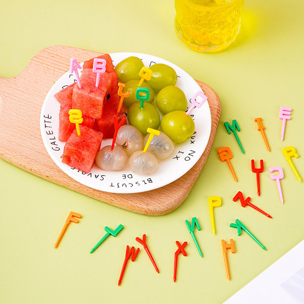 Bento grøntsagsstel og mini børnealfabet frugtgafler T Multicolor