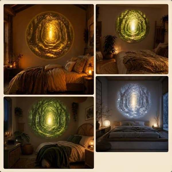 Helbredende landskapsmønster USB-projeksjonslys 360° roterende lampe 1set