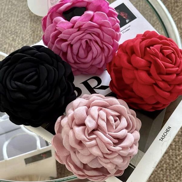 French Rose Hair Claw Clips Dame Søt Hårklemme Hårnålshår Light coffee