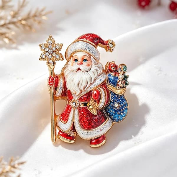 1 stk nydelig julenissebrosje for kvinner julefar