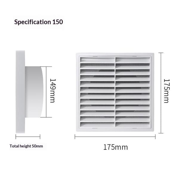 1 st ventilationsgaller PP luftutlopp för väggtak A3