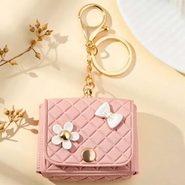Mode PU Mini Høretelefon Taske Nøglering Kreativ Lille Læbestift B A7