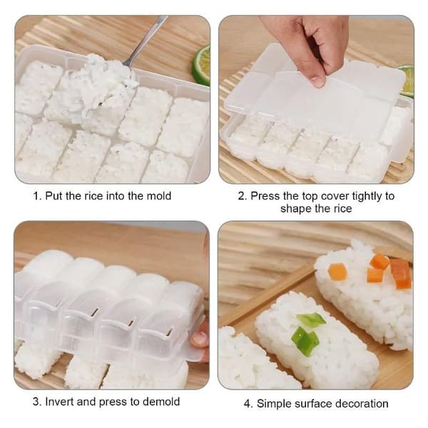 10 fack sushiform non-stick tryckförvaringslåda lunchverktyg D