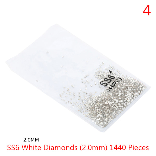 1440 kpl Crystal Nail Art Stones litteät strassit kynsille A 4