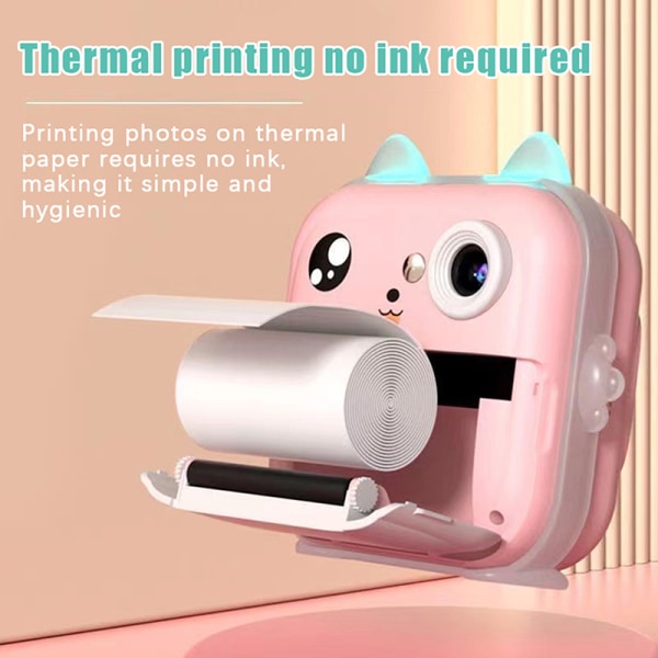 Digitalt barnekamera for fotografering Instant Print Photo Kid Pink