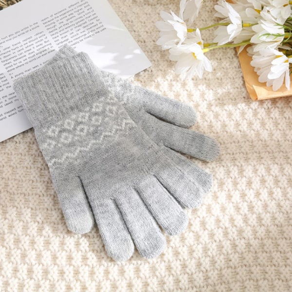 Talvi lämpimät neulotut käsineet Talvi Full Finger Gloves Touch Glo Gray