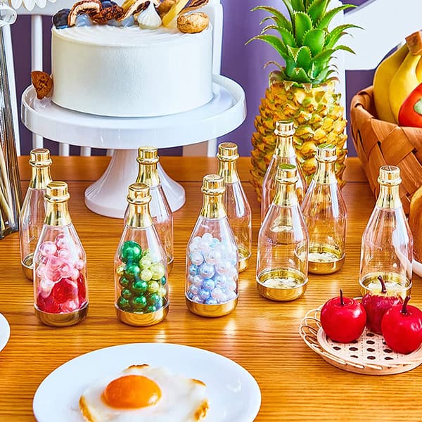 Chocolate Candy Plastic Box DIY Champagne Flaske Bursdag Weddi Gold