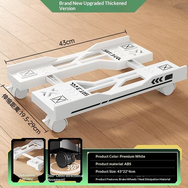 Justerbar CPU-stativ Brakett PC-holder Vogn Datamaskin Tårn Stativ Black
