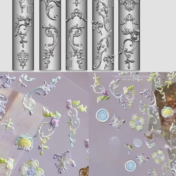 3D Barokk Engel Negleform Silikon Neglekunst Charms DIY Verktøy Te E