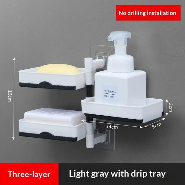 Roterende holder baderomshylle Vegghengt baderomssåpeboks Ho 3 layer storage box