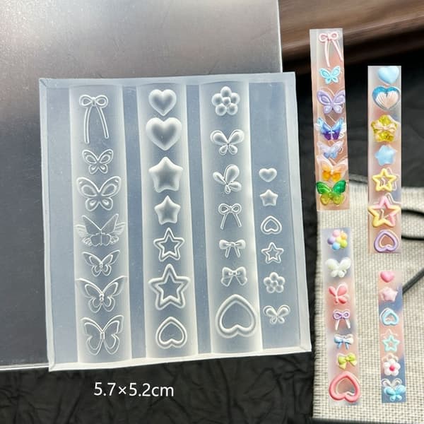 1 stk sløyfe sommerfugl blomst 3D silikon negleform DIY neglekunst A2