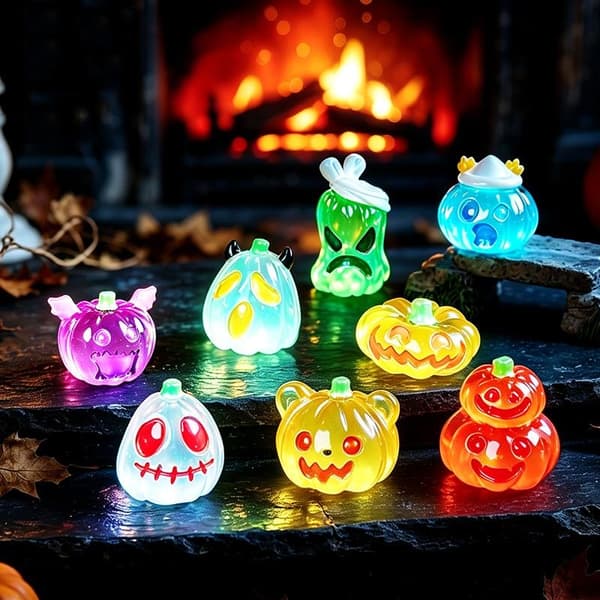 Lysende Græskar Mini Ornament Halloween Glød I Mørke Harpiks Figur A13