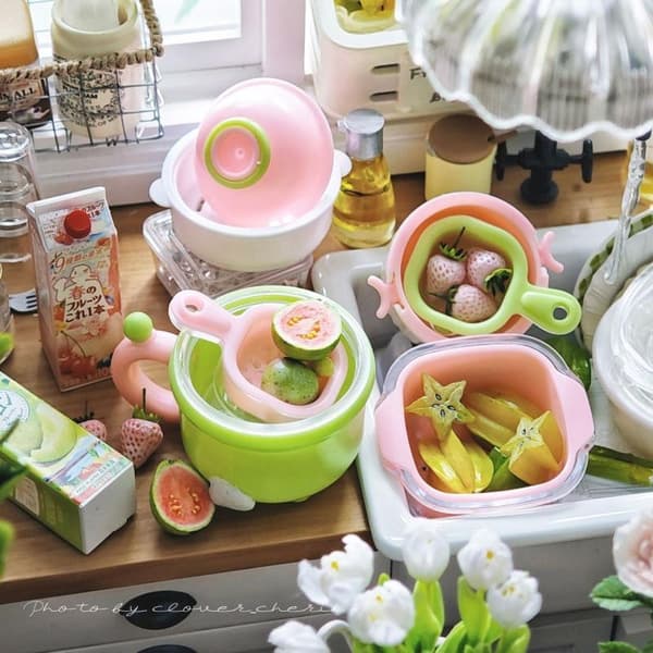 4 st/set Mini Tvättkorg Dockhus Frukt/Grönsaksavrinning A1