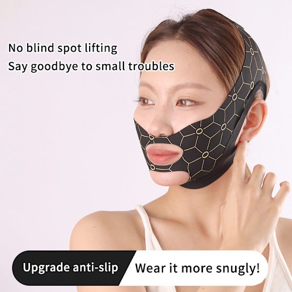 Elastisk V-formad maskrem Dubbelpress Ansiktsskulpterande mask Black regular