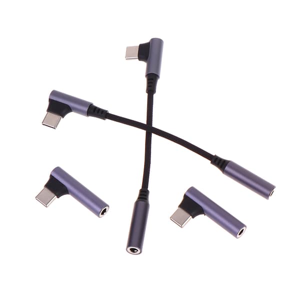 Typ C till 3,5 mm Jack-adapter 90° armbåge USB C till 3,5 mm hörlurar A1 2PCS