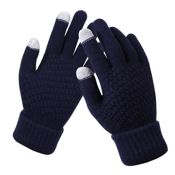 Vinter Touch Handskar Dam Warm Stretch Knit Vantar Imitation W Dark blue