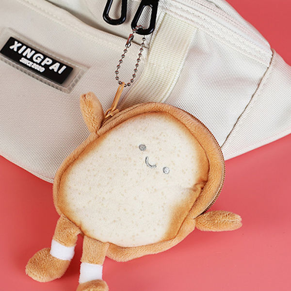 Kawaii Toast muhkea kolikkopussi Creative ja leipäkolikkolaukun riipus