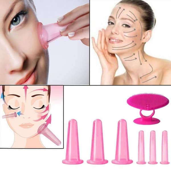 Ansikts- och kroppsavslappning Silikonkoppning Sugburk Vakuum Ansikte Pink