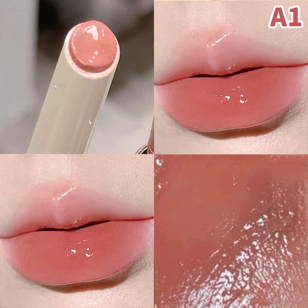 Vannblank Speil Solid Lip Gloss Lepper Plumper Leppepomade Skjønnhet A1