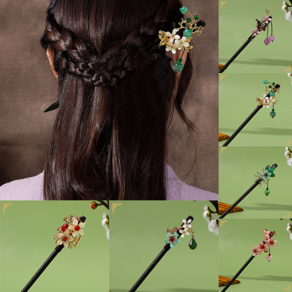 Blomster Hårgafler Lange dusker pinner Hårnåler Clips Hair Stick A8