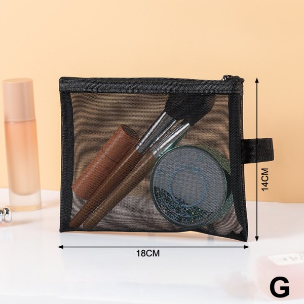 Mesh Makeup Tasker Sort og Hjerte Kosmetisk Taske Bærbar lynlås G