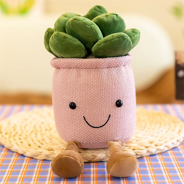 Simulert plysj leketøy Sukkulent potted plysj utstoppet leketøy Creativ Pink