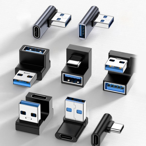 USB 3.0 hann til hunn 90 grader rettvinklet forlengelsesadapter A4