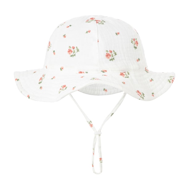 Baby bomullsbøttehatt Nye barn utendørs caps Unisex-trykk Rubber pink