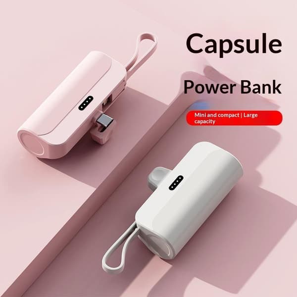 Mini bärbar powerbank med snabbladdning inbyggd snodd A7
