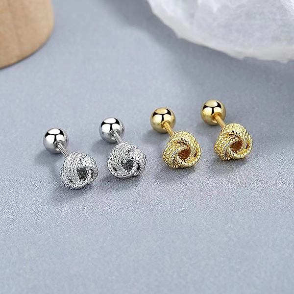 Mode omgivande Knot Stud örhängen för kvinnor Skruva Ball Ear A3