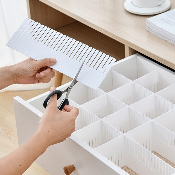 DIY justerbar skuffeskiller kombinasjons skillevegg White