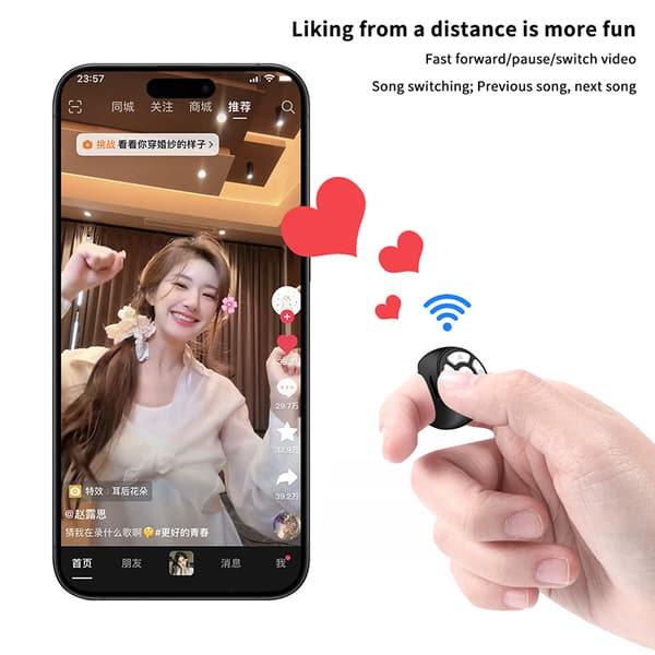 1 stk multifunksjons Bluetooth-fjernkontroll for fingertupp-selfie Pink