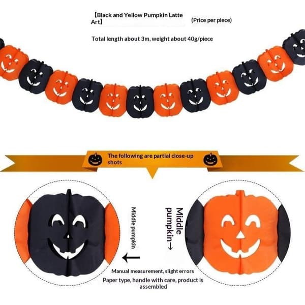 3 meter Halloween hengende girlander flaggermus gresskar spøkelser edderkopp papir witch