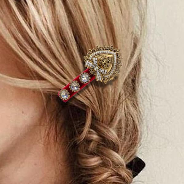 Retro Hjerte Perle Rhinestone Hårklemme Elegant Hårnål Barrette Black