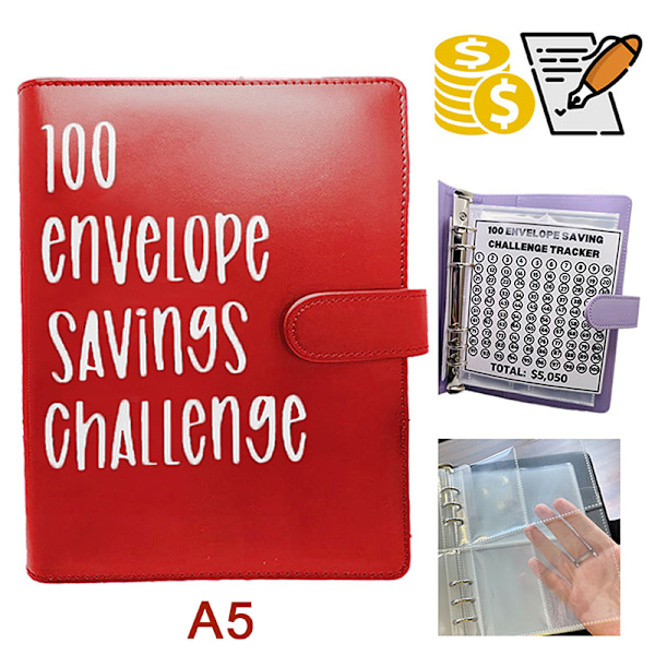 100 kuvert udfordring mappe par udfordring begivenhed notesblok sa A5