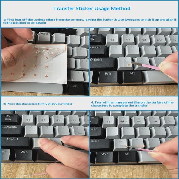 Overførselsmærkat med tekst OS System Genvejstaster Tastatur black B