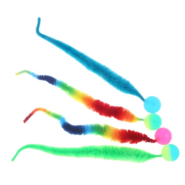 Kat interaktivt legetøj snoet orm med bold fluorescerende fuzzy W A2 5Pcs