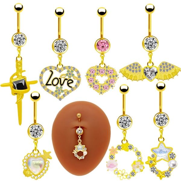 Mode sommerfugl navle ring hjerte zirkon navle ringe Bo 7