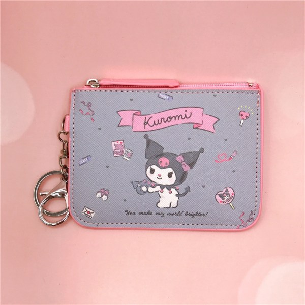 Pu Leather Cartoon Kuromi Sanrio Wallet Keychain Student Key C J