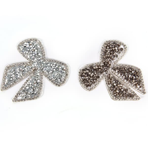 Rhinestones Bow Brodert Patch Iron on Sewing Crystal Appliq Pink