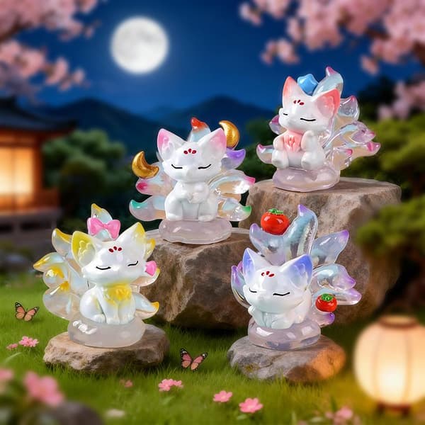 e Nine Tailed Fox Blind Box Figurer Transparent Design För De A5