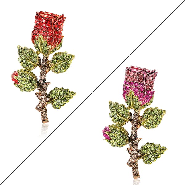 Utsøkte Rhinestone Rose Blomster Brosjer For Kvinner Fest Smykker A1