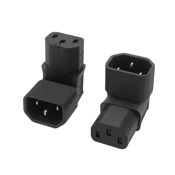 10 A 3-nastainen IEC-liitin alas YLÖS 90 kulmikas IEC 320 C14 uros - C1 A2