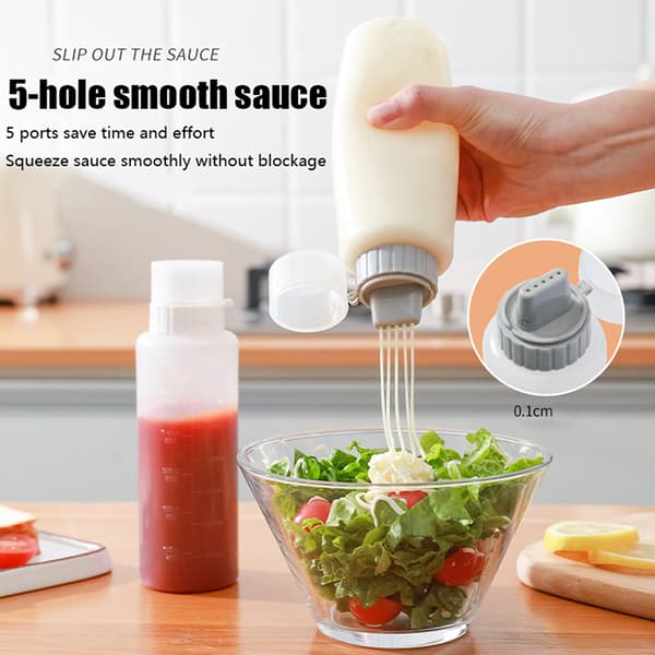 1 st 350/175 ml 5-håls kryddflaskor ketchup senapsflaska Gray 350ml