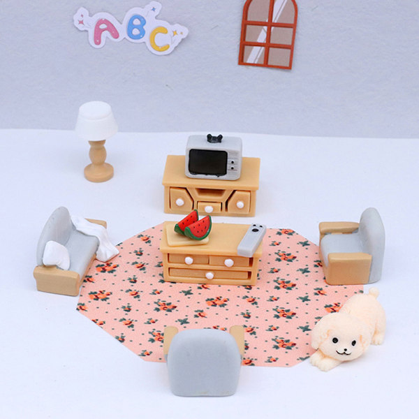 Dukkehus Miniaturemøbler Sofastol Skrivebordsstol DIY Dollh E