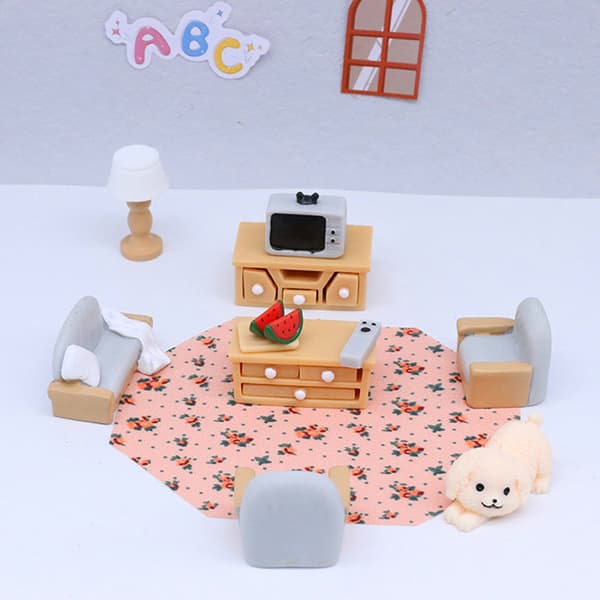 Dukkehus Miniatyrmøbler Sofa Stol Skrivebordsstol DIY Dollh E