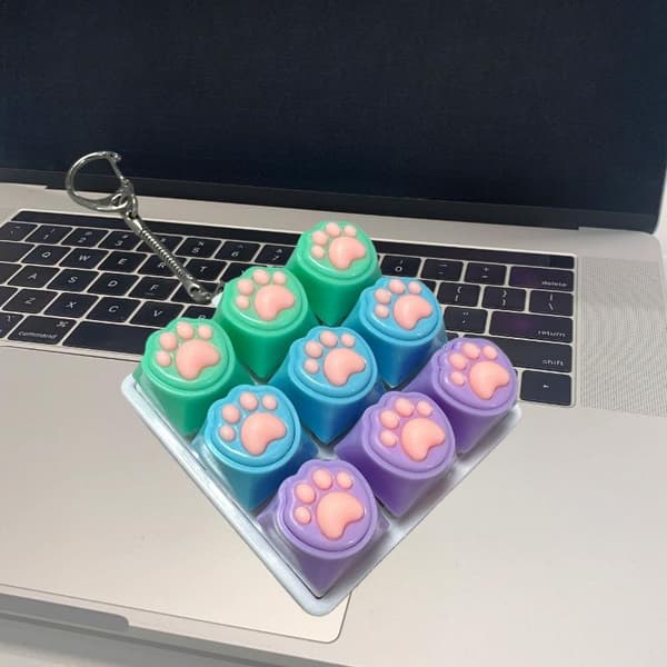 e Katteklo Nøglering 9 Taster Tastatur Dekompression Legetøj DIY Tastatur A2