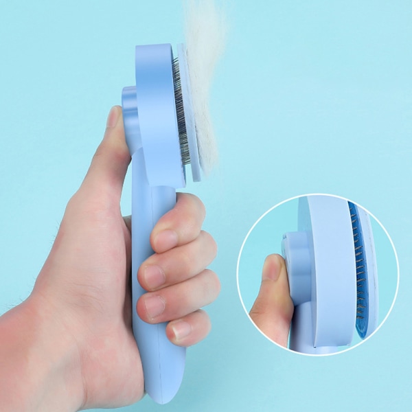 Cat Brush Pet Comb Selvrensende Slicker Brush Fjern Blue