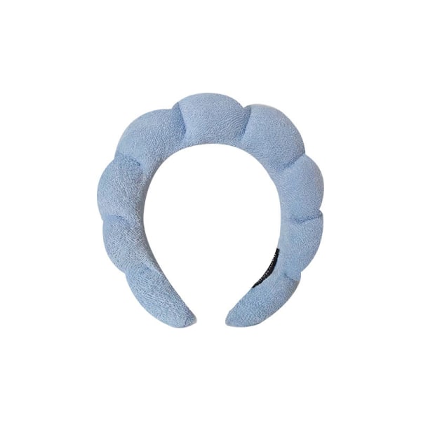 Flanell pannebånd Puffy Hair Hoop Makeup Bubble Terry Cloth Blue