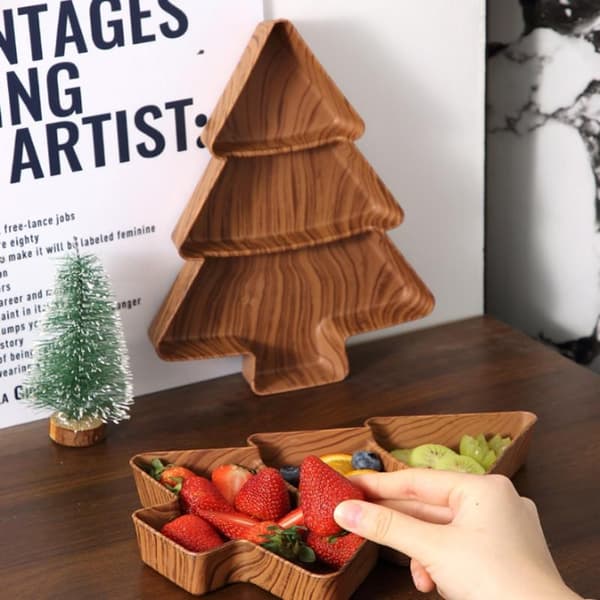 Juletræ Snackfade 3 Gitre Træformet Bakke Glædelig Jul A2